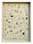 Objektkasten mit Lötkolbenschnitten 1998 Nr. 4, Holz, Nadeln, Polster, Papier / 65 cm x 43 cm x 9,5 cm